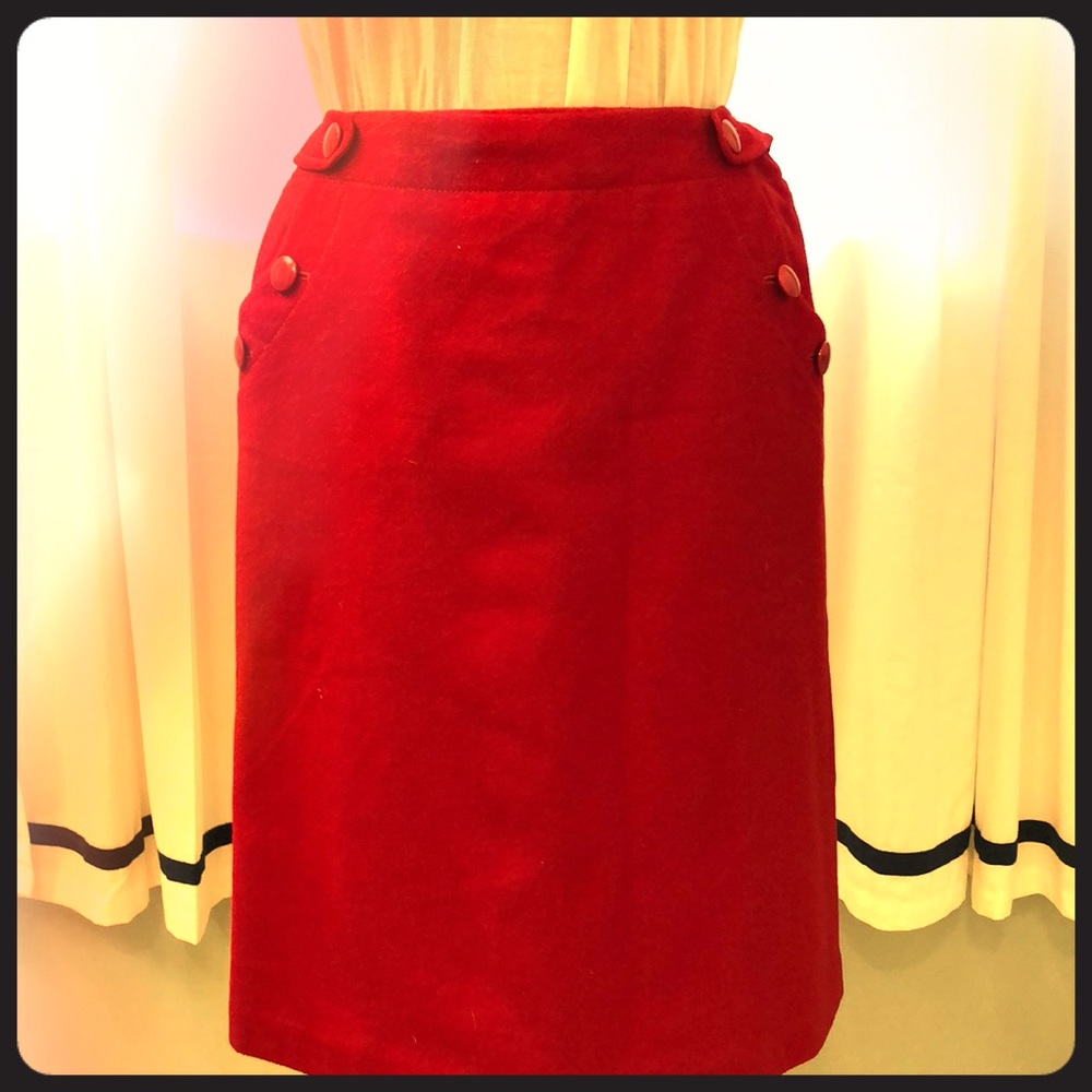 🎈J Crew red wool skirt Sz 0